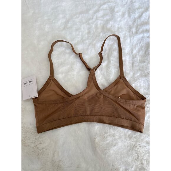 Auden size XS Smooth Unlined Wire-Free Racerback Bralette Brown Sexy open front - Picture 5 of 6
